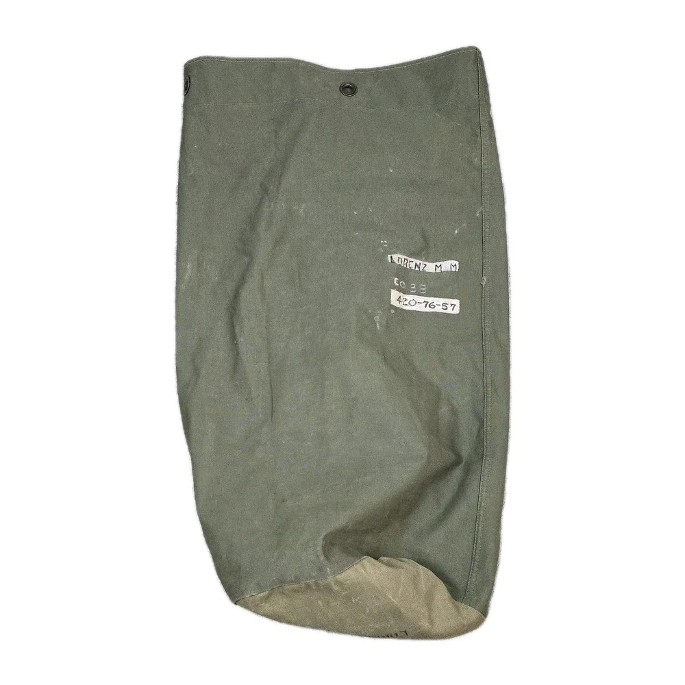 WWII 1944 USN Sea Bag Tweedies Canvas Duffel – Named‎ M. M. Lorenz – 36x20
